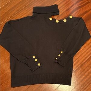 L'AGENCE Black Sweater with Gold Buttons